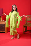 Kids Eid Dress | Perot Green & Gold | Casual Plus 3 Piece Suit | Cotton Self Dobby | KBD-03370