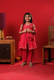 Kids Eid Dress | Red & Gold  | Casual Plus 3 Piece Suit | Cotton Plain | KBD-03327