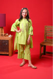 Kids Eid Dress | Perot Green & Gold | Casual Plus 3 Piece Suit | Cotton Self Dobby | KBD-03370