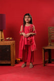 Kids Eid Dress | Red & Gold  | Casual Plus 3 Piece Suit | Cotton Plain | KBD-03327