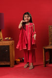 Kids Eid Dress | Red & Gold  | Casual Plus 3 Piece Suit | Cotton Plain | KBD-03327
