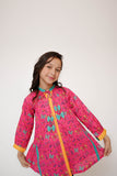 Kids Casual Top | S.Pink & Multicolor | Casual Fusion Top  | Cotton Lawn Printed | KAA-03490