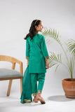Kids Eid Dress | Turquoise Green & Gold | Casual Plus 3 Piece Suit | Cotton Gold Foil Printed  | KBD-03368