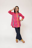 Kids Casual Top | S.Pink & Multicolor | Casual Fusion Top  | Cotton Lawn Printed | KAA-03490