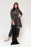 Girls Eid Dress | Black & Fawn | Casual 3 Piece Suit  | Cotton Monochrome Print Lawn | GAD-03461