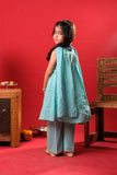 Kids Eid Dress | S.Green& Multicolor | Casual Plus 3 Piece Suit | Cotton Dobby | KBD-03312