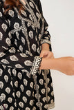 Girls Eid Dress | Black & Fawn | Casual 3 Piece Suit  | Cotton Monochrome Print Lawn | GAD-03461