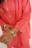 Girls Eid Dress | T. Pink & Glitter | Casual Plus 3 Piece Suit  | Cotton Glitter Printed | GBD-03441