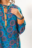 Girls winter clothes | Blue & Multicolor | Casual 3 Piece Suit  | Cotton Khaddar Printed | GAD-03200