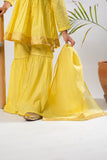 Kids Eid Dress | Yellow & Gold | Casual Plus 3 Piece Suit | Cotton Gold Foil Printed  | KBD-03366