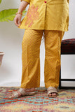 Girls Eid Dress | Mustard & Multicolor | Casual 2 Piece Suit  | Cotton Plain Cambric | GAC-03277