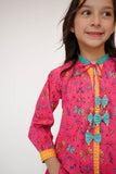 Kids Casual Top | S.Pink & Multicolor | Casual Fusion Top  | Cotton Lawn Printed | KAA-03490