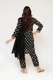 Girls Eid Dress | Black & Fawn | Casual 3 Piece Suit  | Cotton Monochrome Print Lawn | GAD-03461