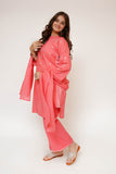 Girls Eid Dress | T. Pink & Glitter | Casual Plus 3 Piece Suit  | Cotton Glitter Printed | GBD-03441