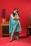 Kids Eid Dress | S.Green& Multicolor | Casual Plus 3 Piece Suit | Cotton Dobby | KBD-03312