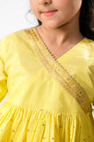 Kids Eid Dress | Yellow & Gold | Casual Plus 3 Piece Suit | Cotton Gold Foil Printed  | KBD-03366