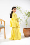 Kids Eid Dress | Yellow & Gold | Casual Plus 3 Piece Suit | Cotton Gold Foil Printed  | KBD-03366