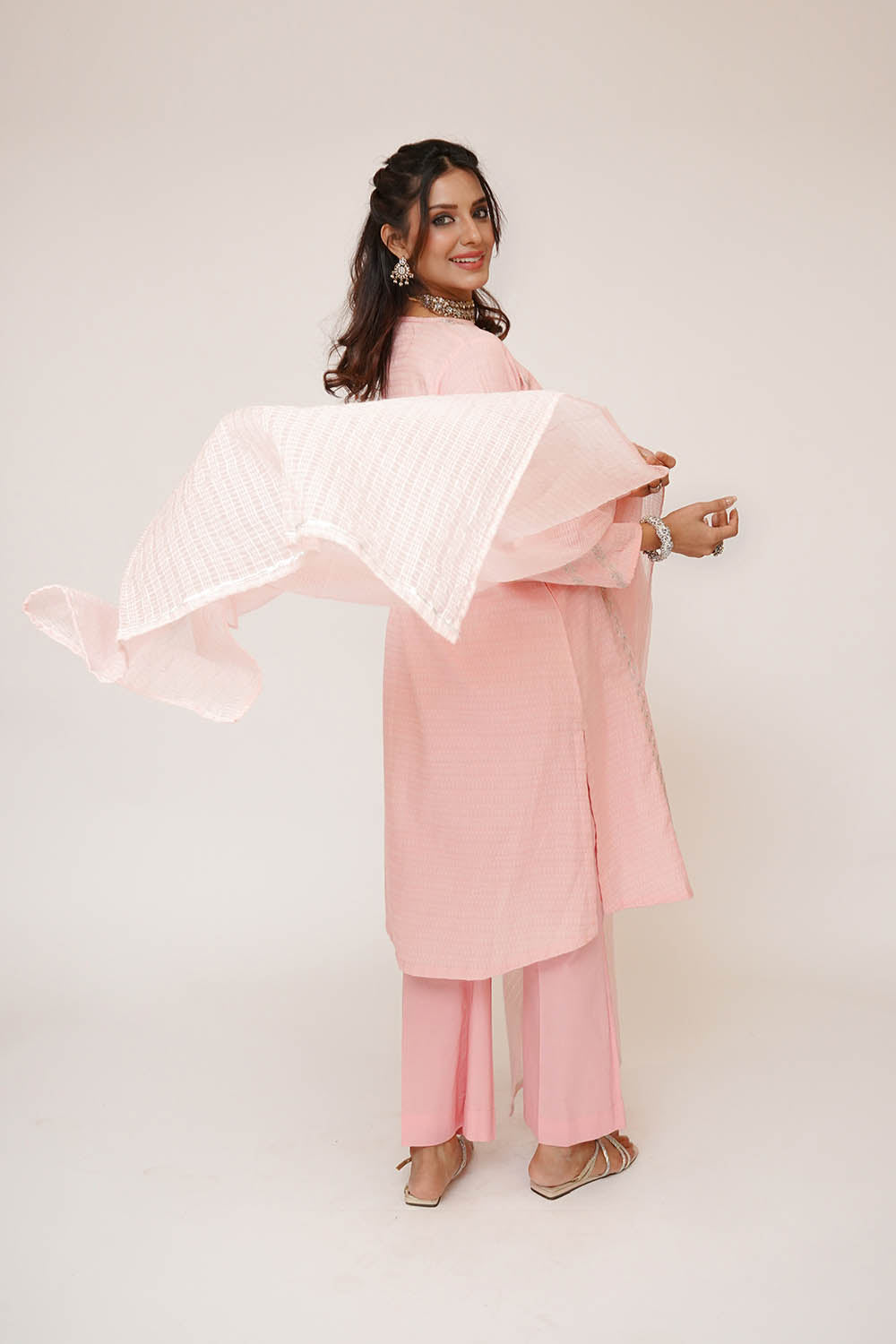 Women Eid Dress | Light Pink & Multicolor | Casual 3 Piece Suit