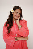Girls Eid Dress | T. Pink & Glitter | Casual Plus 3 Piece Suit  | Cotton Glitter Printed | GBD-03441