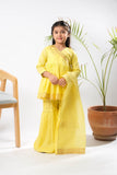 Kids Eid Dress | Yellow & Gold | Casual Plus 3 Piece Suit | Cotton Gold Foil Printed  | KBD-03366