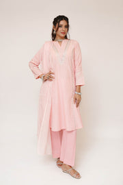 Women Eid Dress | Light Pink & Multicolor | Casual 3 Piece Suit | Cotton Self Dobby | LBD-03419