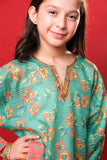 Kids formal clothes | Sea Green & Orange | Formal 3 Piece Suit | Polyester Tussar Silk with Digital print | KDD-03229