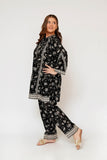 Girls Eid Dress | Black & Fawn | Casual 3 Piece Suit | Cotton Monochrome Print Lawn | GAD-03462