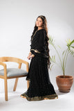 Girls formal clothes | Black & Gold | Formal 3 Piece Suit  | Viscose Crinkle Chiffon | GDD-03148