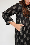 Girls Eid Dress | Black & Fawn | Casual 3 Piece Suit | Cotton Monochrome Print Lawn | GAD-03463