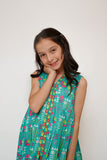 Kids Casual Dress | Sea Green & Multicolor | Casual 3 Piece Suit | Cotton Lawn Printed | KAD-03506