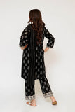 Girls Eid Dress | Black & Fawn | Casual 3 Piece Suit | Cotton Monochrome Print Lawn | GAD-03463