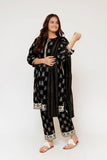 Girls Eid Dress | Black & Fawn | Casual 3 Piece Suit | Cotton Monochrome Print Lawn | GAD-03463