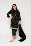 Girls Eid Dress | Black & Fawn | Casual 3 Piece Suit | Cotton Monochrome Print Lawn | GAD-03463