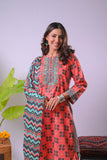 Women Eid Dress | Orange & Multicolor | Casual 3 Piece Suit | Cotton Lawn Printed | LAD-03339