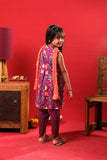 Kids Eid Dress | Magenta & Multicolor | Casul Plus 3 Piece suit | Cotton Gold Print Lawn | KBD-03167