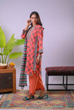 Women Eid Dress | Orange & Multicolor | Casual 3 Piece Suit | Cotton Lawn Printed | LAD-03339