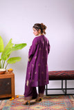 Women Eid Dress | Purple & Gold | Casual Plus 3 Piece Suit | Cotton Jacquard | LBD-03341