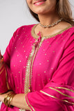 Girls formal clothes | Shocking Pink & Gold | Formal 3 Piece Suit  | Viscose Crinkle Chiffon | GDD-03147