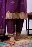 Women Eid Dress | Purple & Gold | Casual Plus 3 Piece Suit | Cotton Jacquard | LBD-03341