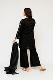 Girls Eid Dress | Black | Casual 3 Piece Suit  | Cotton Monochrome Embroidery | GAD-03455