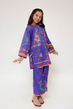 Kids Casual Dress | Purple & Multicolor | Casual 2 Piece Suit | Cotton Lawn Printed Digital Printed | KAD-03471