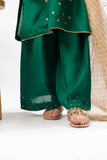 Kids formal clothes | T.Green / Gold | Formal 3 Piece Suit | Viscose Raw Silk | KDD-03432
