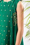 Kids formal clothes | T.Green/Gold | Formal 3 Piece Suit | Viscose Raw Silk | KDD-03279