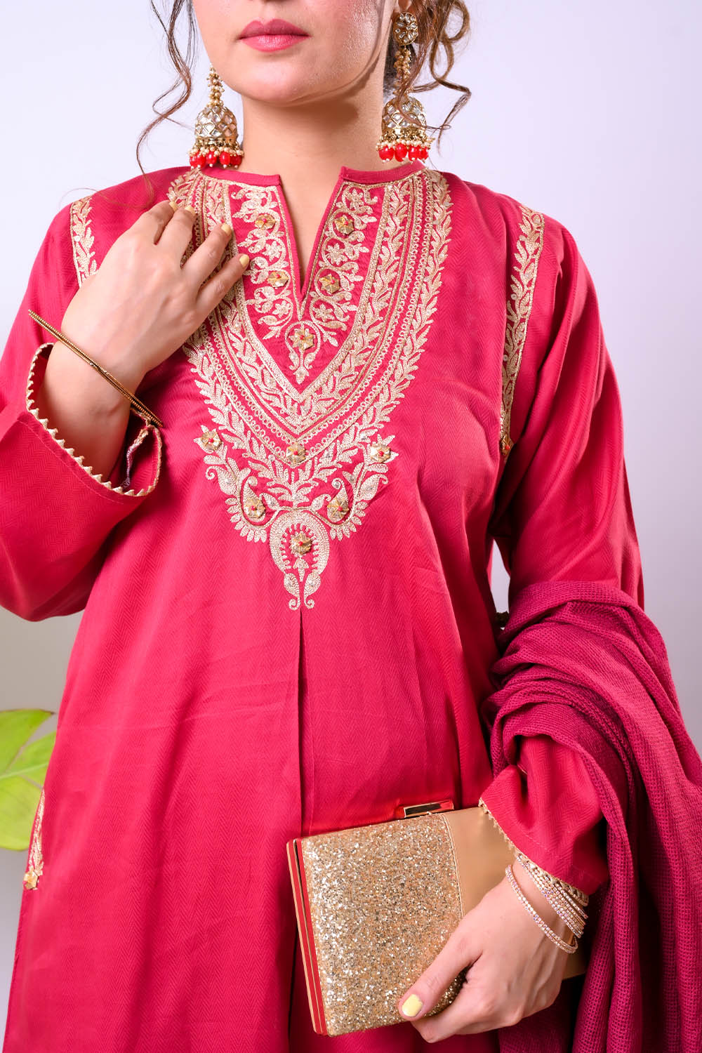 Women Eid Dress | Maroon & Gold | Casual Plus 3 Piece Suit | Cotton Se SENORITA Women Eid Dress | Maroon & Gold | Casual Plus 3 Piece Suit | Cotton Se SENORITA