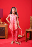 Kids formal clothes | Peach & Pink | Formal 3 Piece Suit | Polyester Tussar Silk | KDD-03219