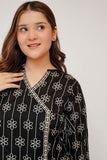 Girls Eid Dress | Black & Fawn | Casual 3 Piece Suit | Cotton Monochrome Print Lawn | GAD-03460