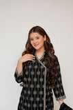 Girls Eid Dress | Black & Fawn | Casual 3 Piece Suit | Cotton Monochrome Print Lawn | GAD-03460