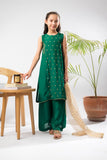Kids formal clothes | T.Green / Gold | Formal 3 Piece Suit | Viscose Raw Silk | KDD-03432