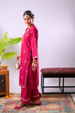 Women Eid Dress | Maroon & Gold | Casual Plus 3 Piece Suit | Cotton Jacquard | LBD-03340