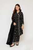 Girls Eid Dress | Black & Fawn | Casual 3 Piece Suit | Cotton Monochrome Print Lawn | GAD-03460